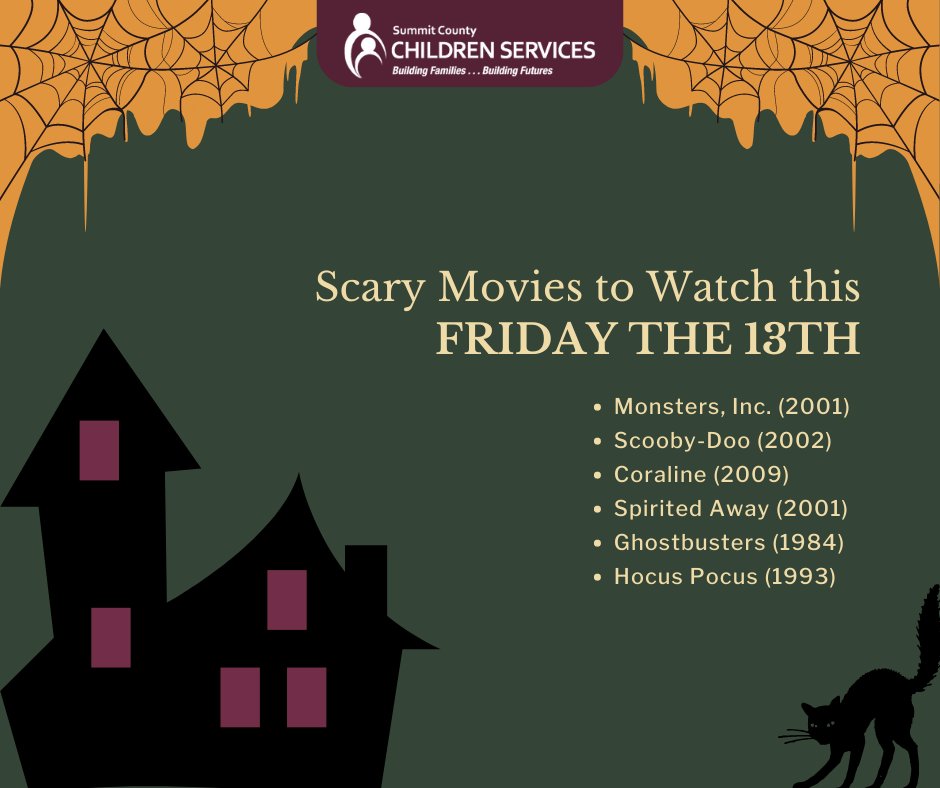 Friday the 13th is a fun and spooky day to have a scary movie night👻 For more scary movie recommendations to watch this October, visit ow.ly/qahF50PznpY. #FamilyFunFriday