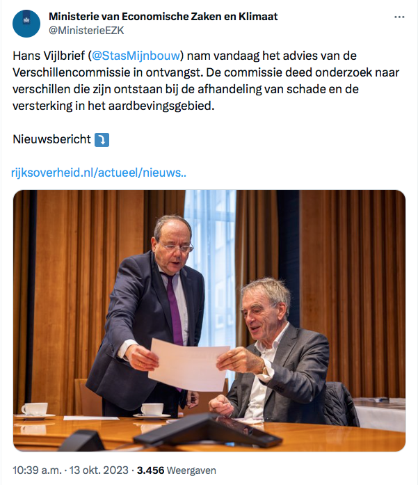 KovoorBo's tweet photo. @henknijboer @SandraBeckerman @MoMohandis We gunnen 't Boelo & Annemarie echt van harte,
toch kunnen we hier wel janken;
NB op dezelfde dag dat de #Verschillencommissie haar rapport presenteert @StasMijnbouw,
zij buiten 't #effectgebied €750k,
mogen wij met vergelijkbare schade erbinnen eenzelfde bedrag zelf ophoesten. https://t.co/T3znPVHrYX