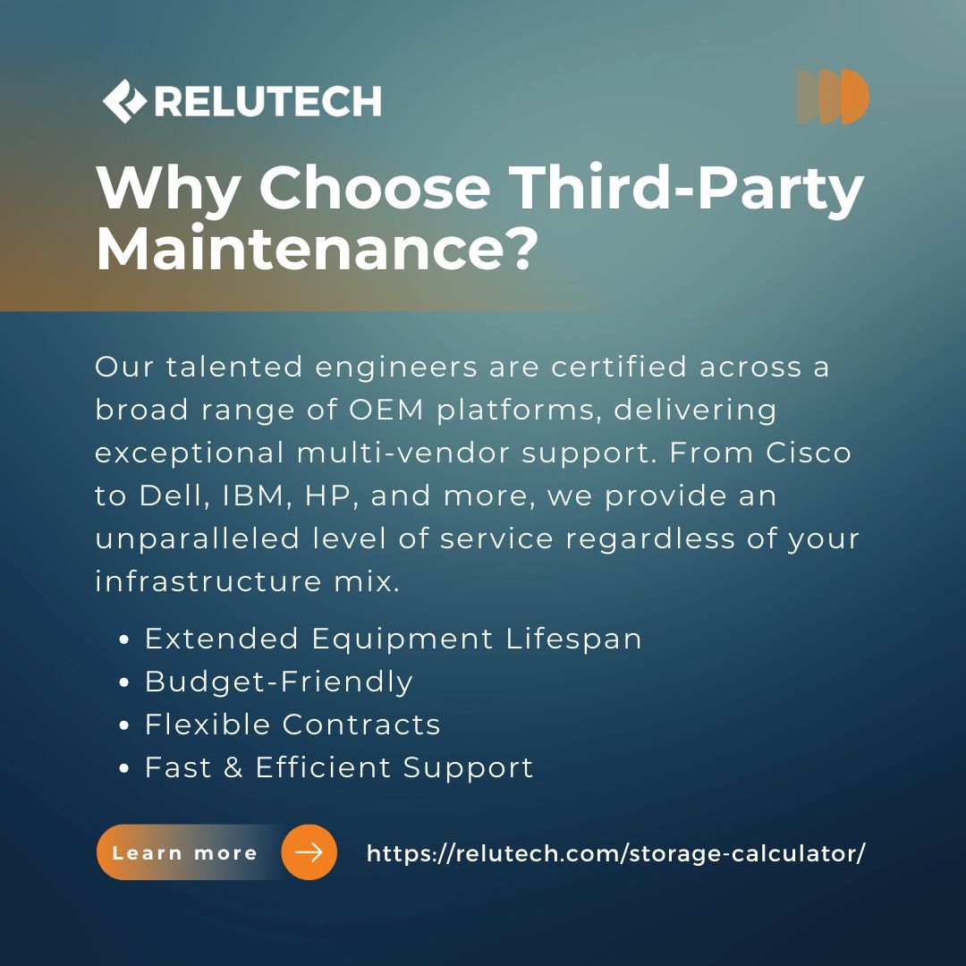 ReluTech's tweet image. Unlock Savings, Extend Life! 💼 Our third-party maintenance outperforms OEM services. Personalized and cost-effective, it breathes new life into your IT equipment while cutting your budget by 50-70%. A win-win for your tech and your bottom line. #TechSavings #CostEffective