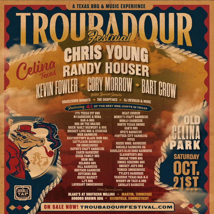 We can't wait to join y'all out at the Troubadour Festival in Celina, Texas! We know y'all are going to love that lineup and the event as a whole, so grab your tickets and meet us there! 🎡🎶