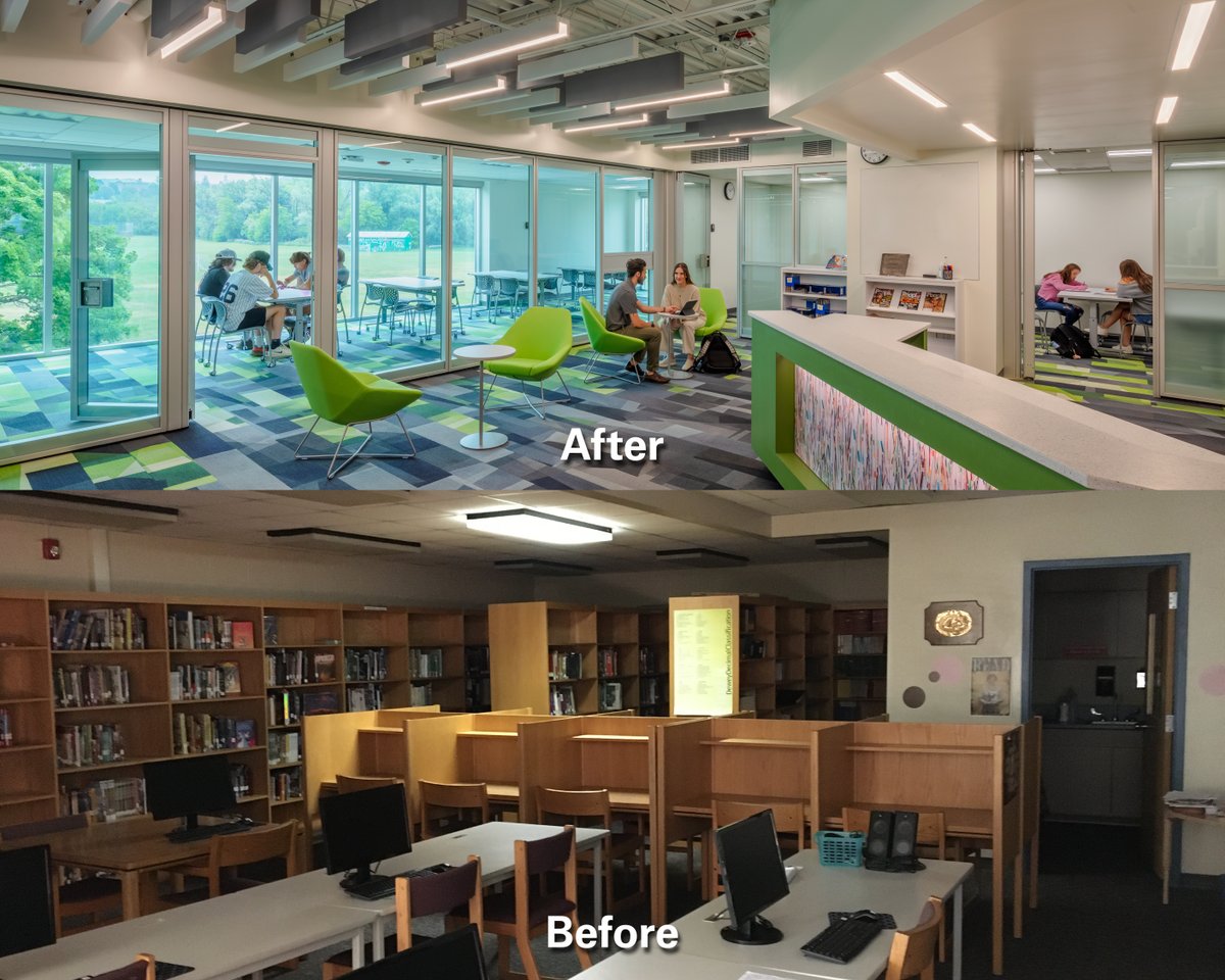 kingarchsyr's tweet photo. The newly designed spaces at #HamiltonCSD provide a bright, clean, uplifting environment. Through this project and future work, the dated building is evolving into a fun, welcoming, exciting place that the students want to spend time in. #EducationDesign #SchoolRenovation https://t.co/4fbIexUagE