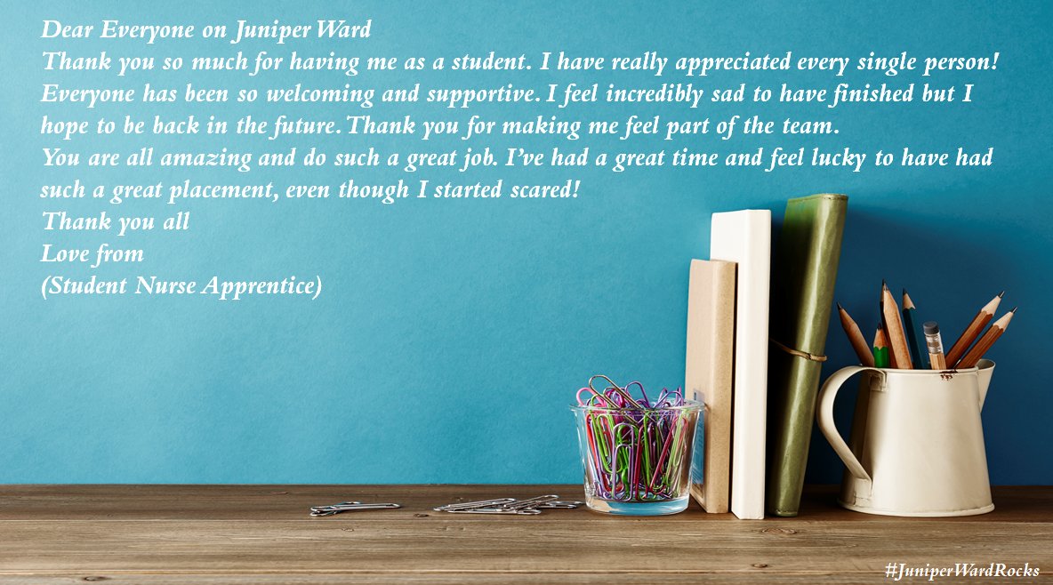 #FeedbackFriday and this one is from a student ending her placement today #JuniperWardRocks