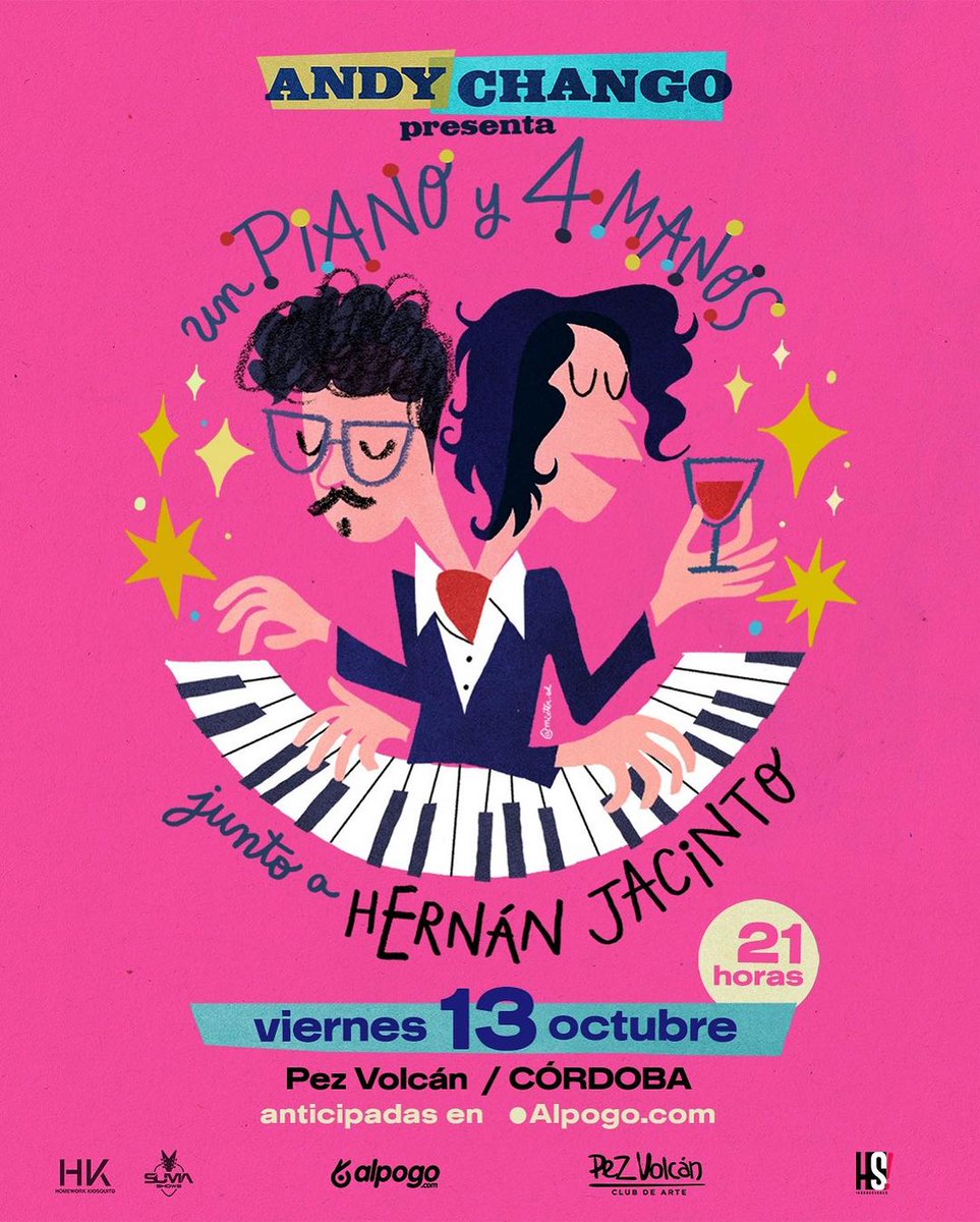 Hoy 21 hs #AndyChango presenta 'Un piano y 4 manos' en #PezVolcán 

🎫Anticipadas en alpogo.com 

#Córdoba 
#Argentina
