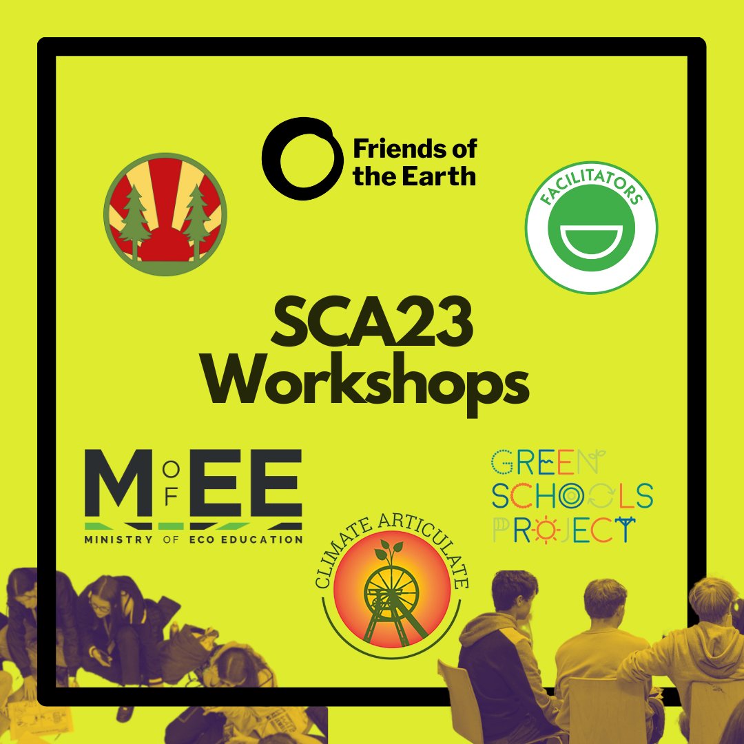 OUR WORKSHOP PROVIDERS! 👏

We've got an incredible group of organisations running interactive sessions for students next week at #SCA23 in #Birmingham! 

They are:
@woodcraftfolk, @friends_earth, Facilitators, @MinistryEco, Climate Articulate and @Greenschoolsuk