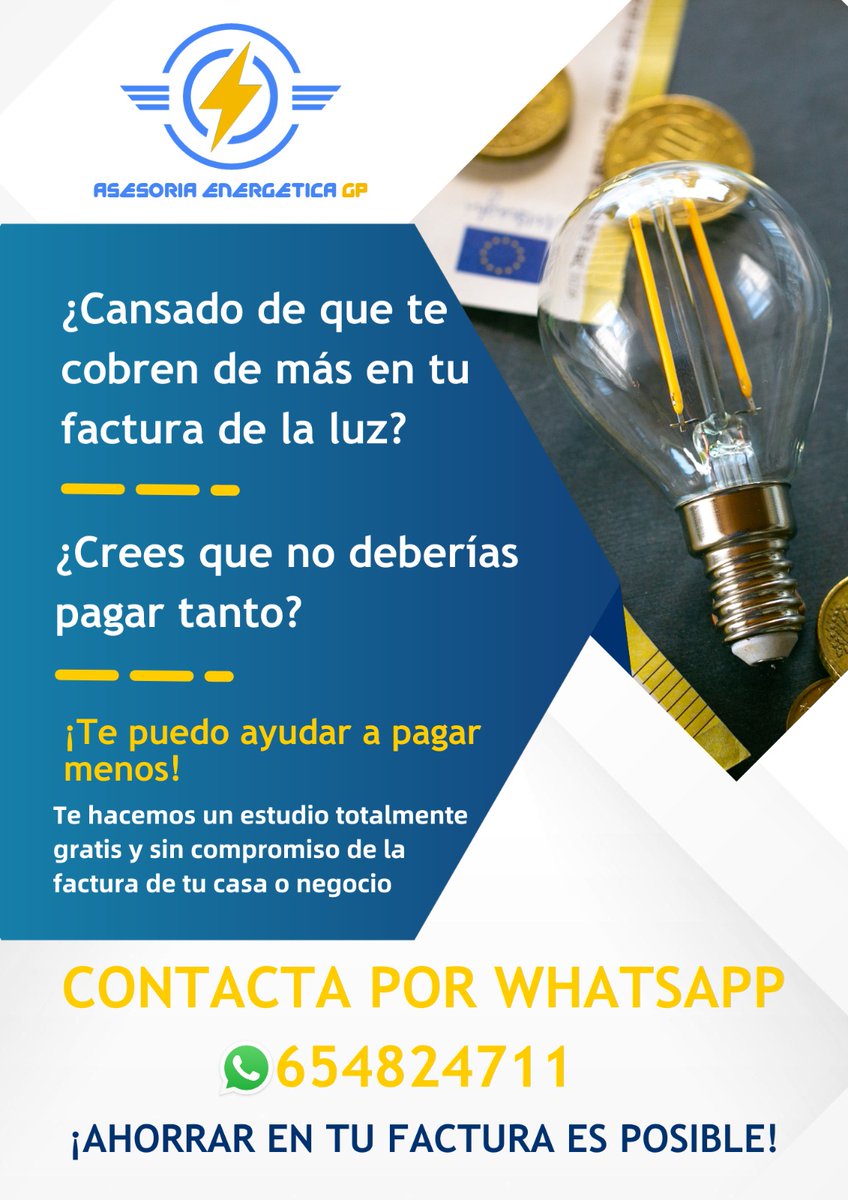 Quieres ahorrarte un pico en tu recibo de la luz??
Habla conmigo y te hago un estudio gratis y sin compromiso!!!