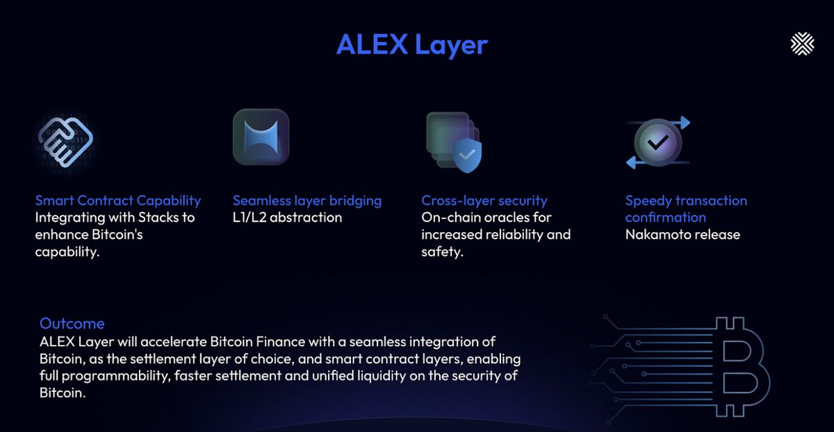 ⛓️💡 Stacks, the Layer 2 champion, stays committed to elevating Layer 2 powers. Exciting stuff like sBTC &amp; Nakamoto Release is in the pipeline to level up the Bitcoin user journey.

🚀 ALEX and Stacks, like a dynamic duo, are rewriting the future of Bitcoin finance together.