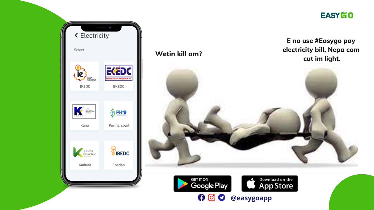 _easygoapp's tweet photo. Pay your bills and buy electricity tokens conveniently through #Easyo.
Get your token in seconds.
Download now on
App store: https://t.co/bOrnPEYtng
Google play store: https://t.co/pe1Qm02JsQ
#paybills #ikejaelectric #ekoelectric #prepaidcard #electricitybill #FridayFeeling https://t.co/JSEIXhvnAF