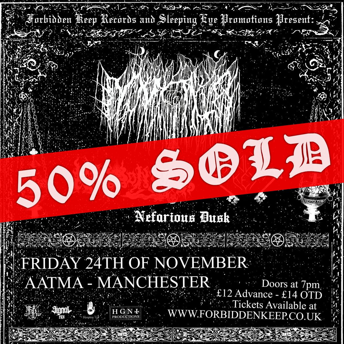 forbiddenkeep's tweet photo. Less than half of the tickets remain for the Manchester show with Μνήμα, Hail Conjurer, Absolute Key and Nefarious Dusk 

Tickets available from the link in our bio

Don’t miss this one! 

https://t.co/93FMGe8m4gμνήμα-hail-conjurer-absolute-key-nefarious-dusk-ticket https://t.co/FpmMOCL3JO