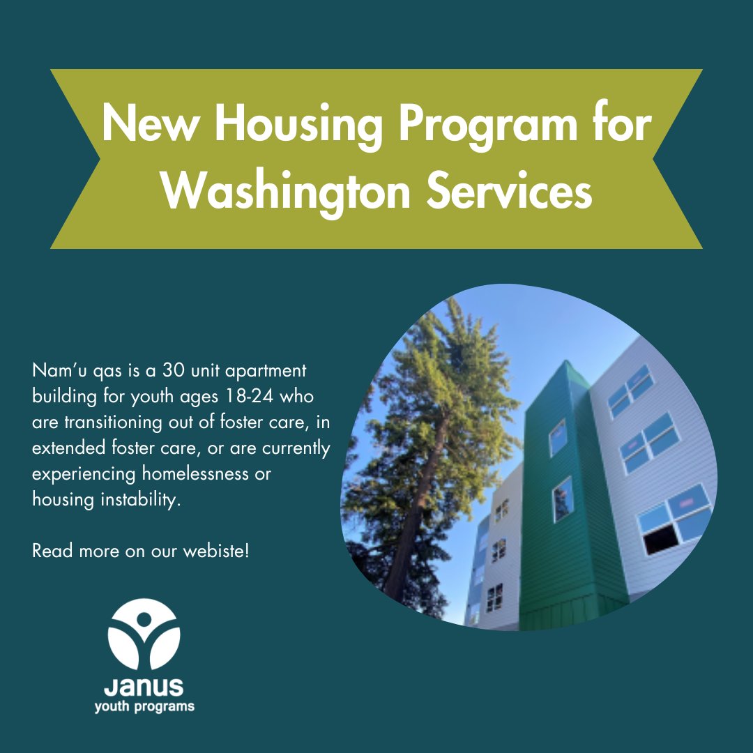Janus Youth Programs has partnered with the Vancouver Housing Authority (VHA) to create low-income, low-barrier housing for homeless youth in new apartment building Nam'u qas. Read more here: janusyouth.org/news/post/new-…