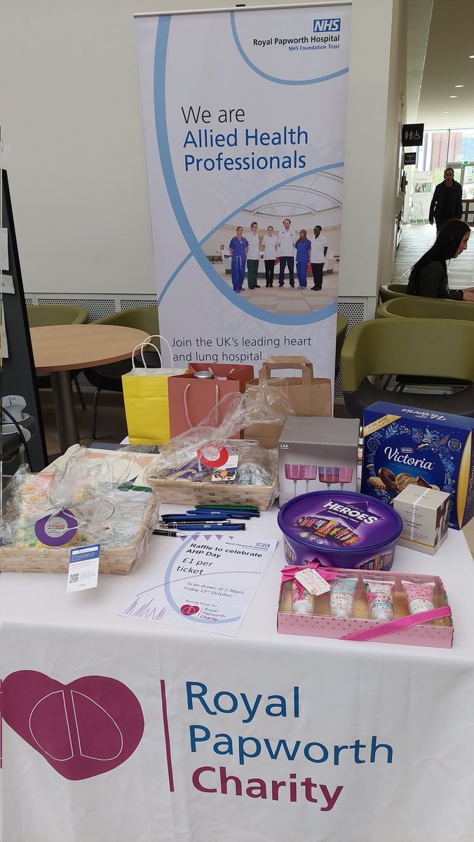 What a wonderful AHP day celebration at <a href="/RoyalPapworth/">Royal Papworth Hospital NHS FT 💙</a> Some interesting &amp; inspiring stalls in the atrium as well as a raffle raising money for <a href="/papworthcharity/">Royal Papworth Hospital Charity</a> Thank you to <a href="/Tesco/">Tesco</a> <a href="/waitrose/">Waitrose & Partners</a> &amp; <a href="/Scotsdales/">Scotsdales Garden Centre</a> for your generous prize donations.