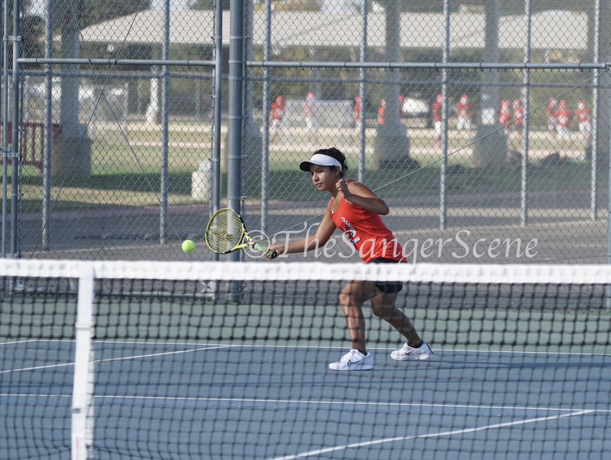 Congratulations to the Sanger High School Apache Girls Tennis team and Coach Warkentin on their 8th straight CMAC Championship with a 5-4 win over Bullard on Thursday. Here are some scenes from Tuesday’s home game win 9-0 vs Justin Garza. 
📸: Cheryl Senn/The Sanger Scene