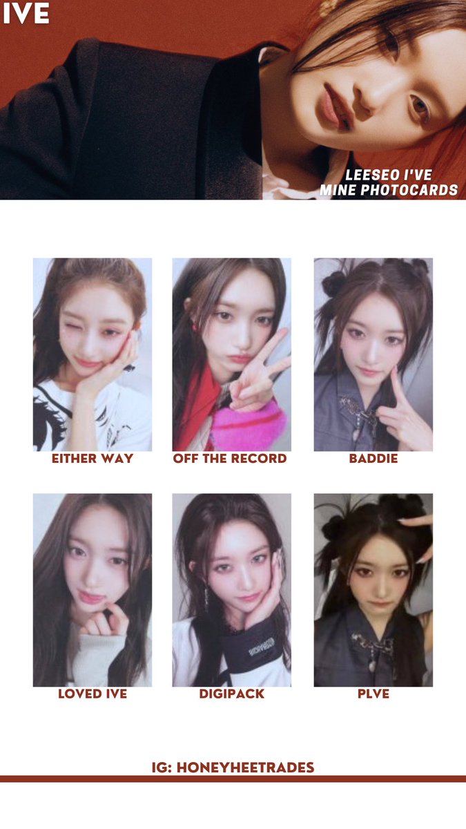IVE 아이브 PHOTOCARD 포토카드 TEMPLATE [ I'VE MINE PHOTOCARDS ] pc