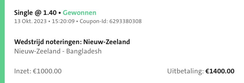PhilosoRick's tweet photo. @BCBtigers Unfortunate boys, maybe get some consistency in the batting department. Thanks for the €1400 though https://t.co/dWBL6oMLK2