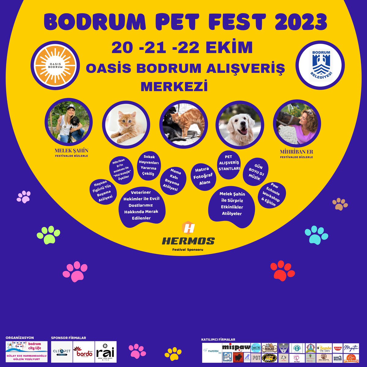 oasisbodrum's tweet photo. 20-21-22 Ekim tarihlerinde birbirinden çeşitli etkinlikler, atölyeler, Pet Alışveriş Sokağı, fotoğraf çekim alanı ve gün boyu DJ müziğinin olacağı Pet Fest etkinliğimize hepiniz davetlisiniz! 🐾 

#oasisbodrum #petfest #petfest2023 https://t.co/D2K8rvFGSw