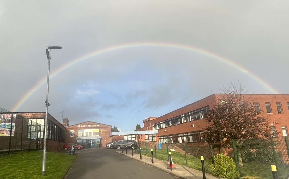 As I made my way down the avenue to meet the weekend I glanced in my rear view mirror and couldn’t help but smile so I got out and took a picture. It reminded me of a quote which will be my mission this weekend-“Try and be a rainbow in someone’s cloud”. Happy Friday <a href="/SLGBallymena/">St Louis Ballymena</a>