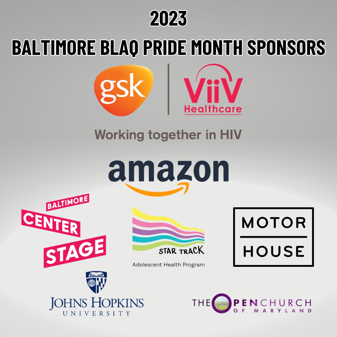 We are so thankful to @viivhealthcare <a href="/amazon/">Amazon</a> @startrackhealth @theopenchurchofmd @johnshopkinsu @bmorecenterstage and @motorhousebaltimore for being 2023 Baltimore Blaq Pride Month Sponsors!

Get the full schedule at BaltimoreBlaqPride.com!

#pride #blackpride #blaqpride