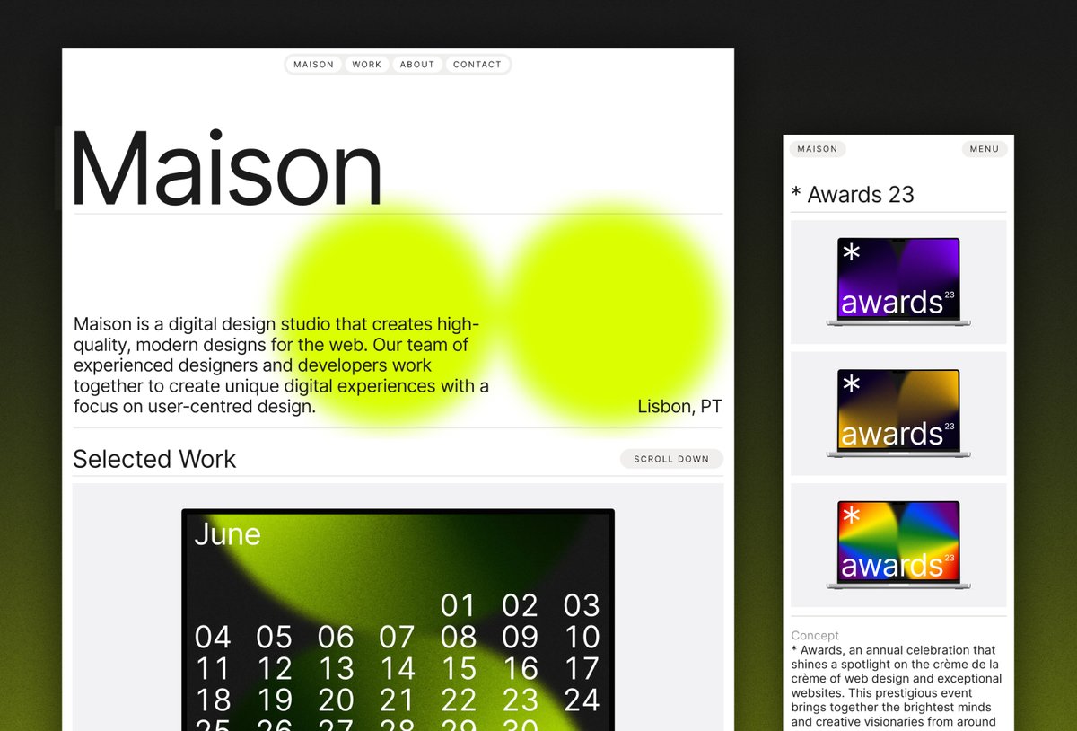 Super excited to share my first <a href="/framer/">Framer</a> template 🔥🙌🏻

Maison is a top-notch portfolio template that will make your work shine and mark a strong presence on the web.

Live preview: maison.framer.website
Framer marketplace: framer.com/templates/mais…

#framer #webdesign #template