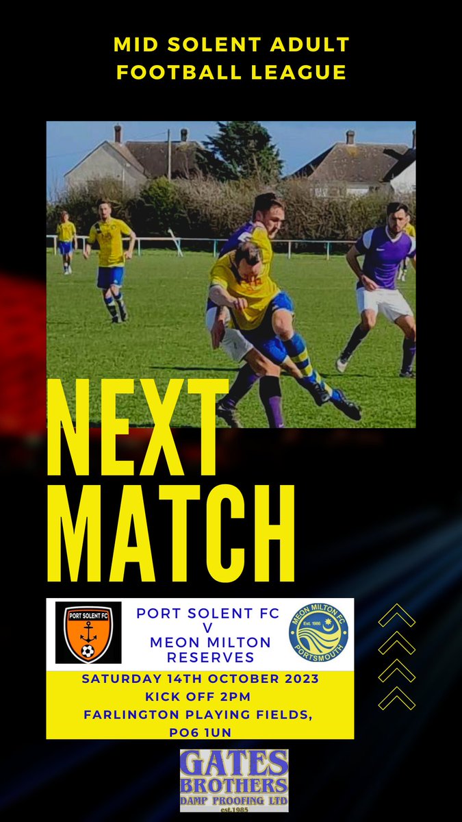 FCMeonMilton's tweet photo. Both teams back in action tomorrow with the first team welcoming @LissAthleticFC to Cockleshell Community Sports Club in the @HantsLeague cup, 3pm kick off and the reserves away to @Port_Solent_FC in the @MidSolent at Farlington, 2pm kick off 💛💙 All support welcome #UTM #LetsGo https://t.co/44ziWRMa0q
