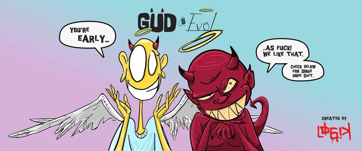 StudioLOGIK's tweet image. The 'GUD and EVOL' Collection is available now !

Choose a side and receive a piece of artwork that represents either 'GUD' or 'EVOL' -

The power is in your hands . 

Links below //