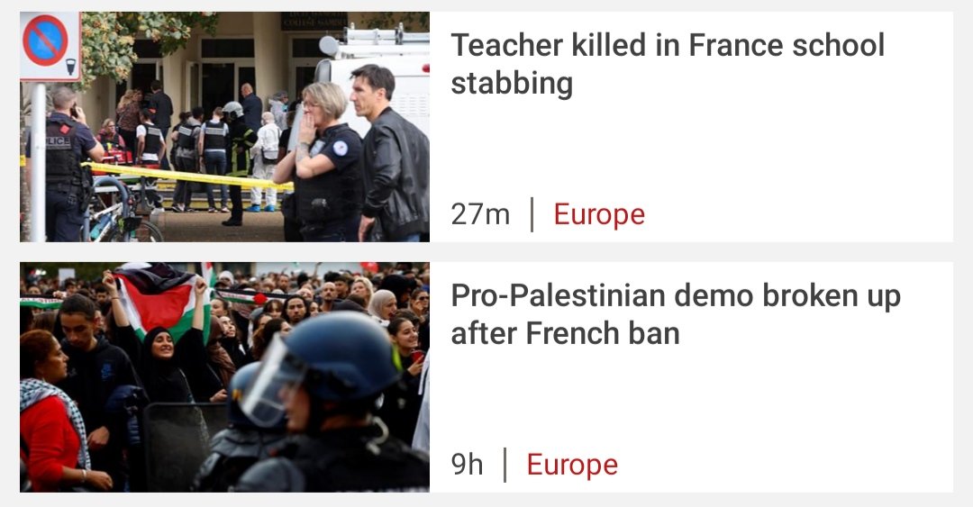 OperationUnthi1's tweet photo. French Protest in support of Palestine, 9 hours later, yet another #Terrorist attack in France 🤬 - time to wake up!!
#IsraelPalestineWar #FranceAttack https://t.co/u9xdCJPJBw