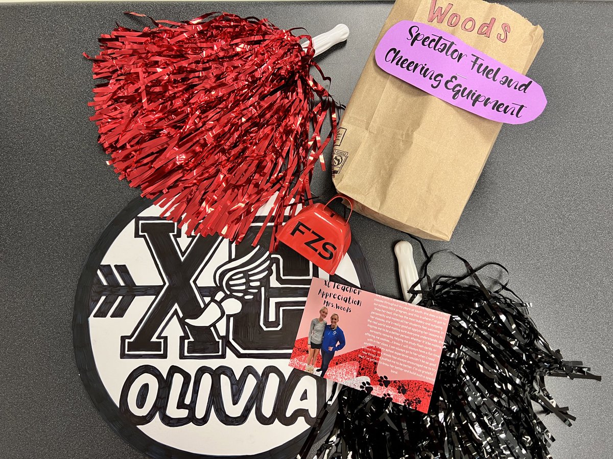 CoachWoods_FHC's tweet photo. I'm so lucky &amp; honored to have been chosen by Olivia!! I loved being able to cheer you on during your race with my cow bell and pom poms! Thanks @FZSRunningXC! Knowing you as an athlete and student all 4 years has truly been remarkable. Let’s make senior year the BEST one yet! https://t.co/iwCwDc6Bu7