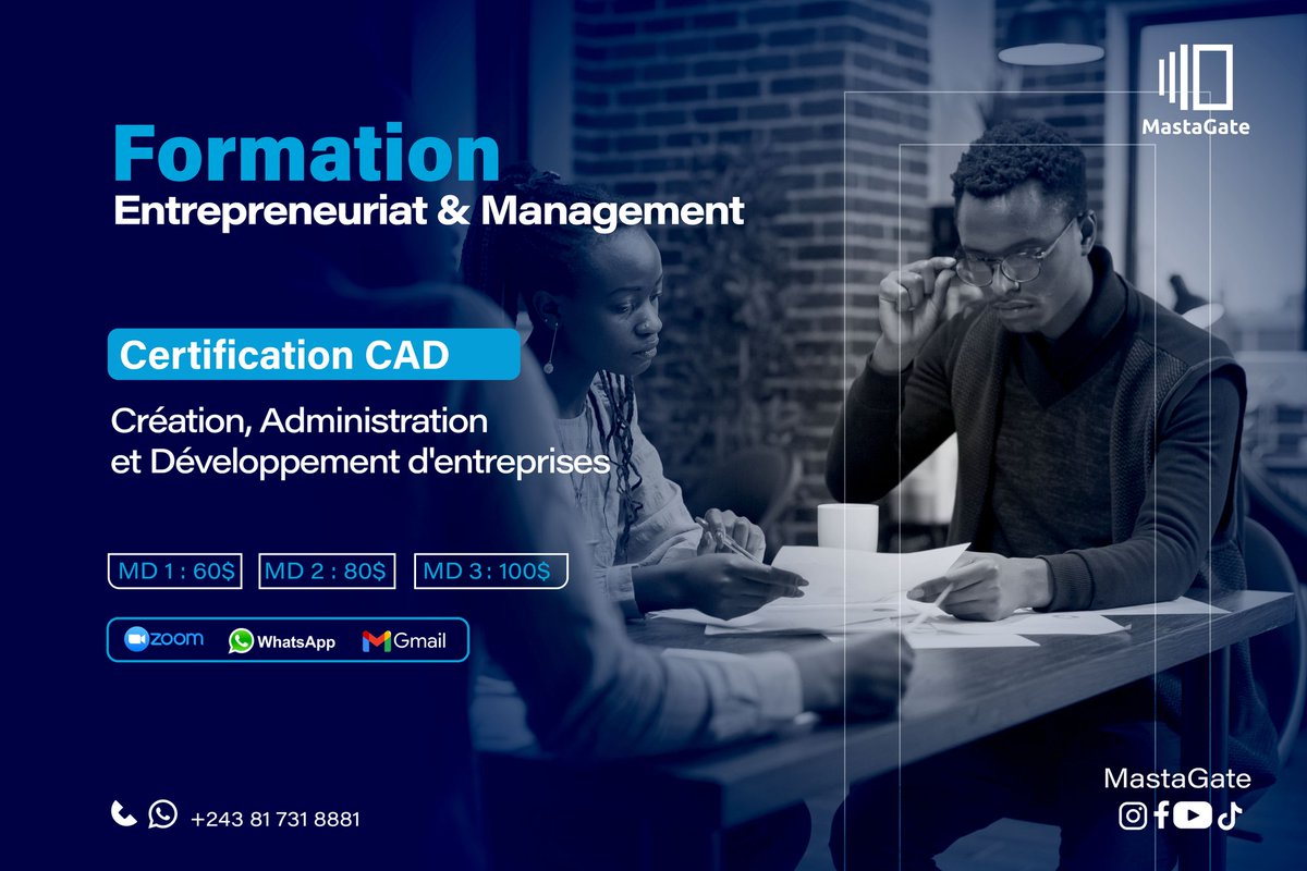 MastaGate's tweet photo. Créer une #entreprise est une chose, la maintenir viable en est une autre. Inscrivez-vous à cette formation en #Entrepreneuriat &amp; Management chez MastaGate et développez vos #compétences pour l'explosion de votre chiffre d'affaires.
https://t.co/CIpSlDApV9 https://t.co/V6azibfxns