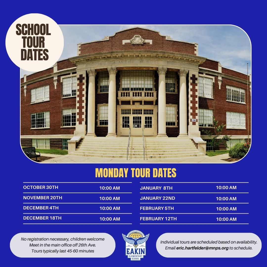 Calling all future Eakin Eagles! Interested in what it means to be an Eakin Eagle? Mark your calendars and hope you see you on a tour this fall/winter!

#EakinProud
