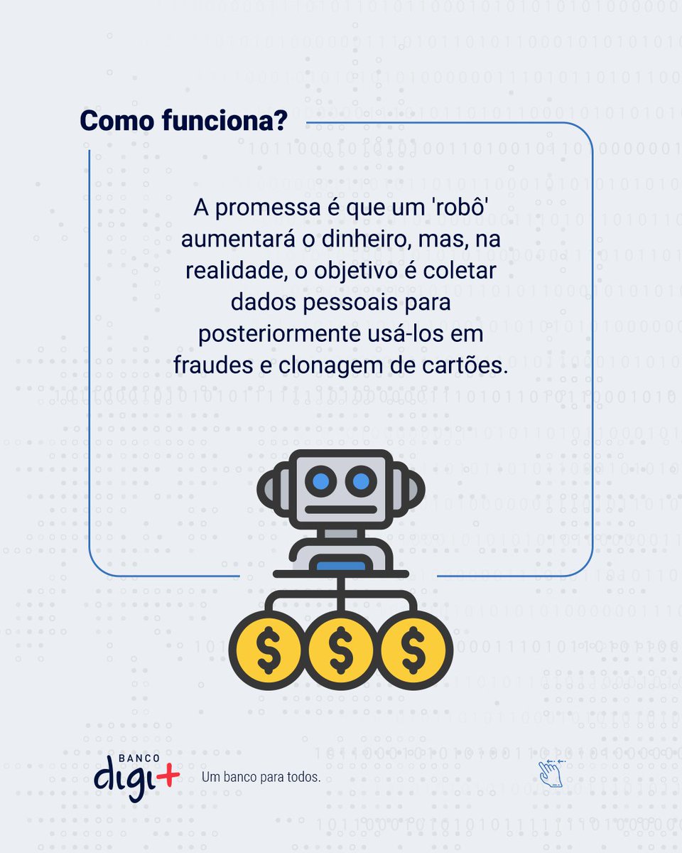 Bancodigimais's tweet photo. Conheça o golpe do Pix Multiplicador, também chamado de Robô do Pix! 🔐

Proteja-se seguindo as dicas do Dr. Fraude!

#digimais #bancodigimais #bancodigital #bancoonline #app #portaldigimais #banco #contadigital #rendimento #financeiro https://t.co/yQhUkPeqxs