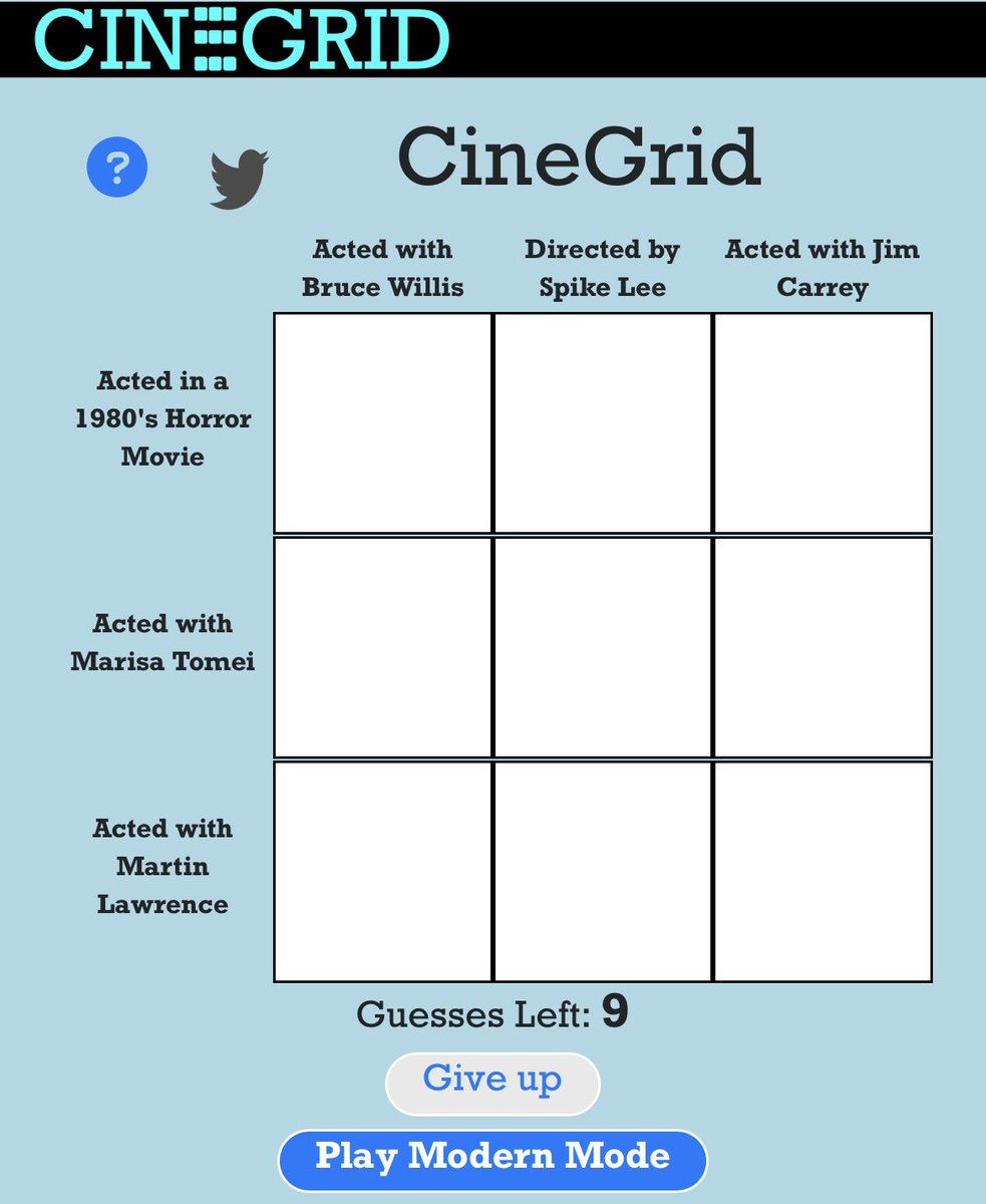CineGridGame's tweet photo. Play the new Modern and Classic Grids today! Reply/quote with your score!

Play at https://t.co/aJ4oTIbVHk https://t.co/sICaI03NWY