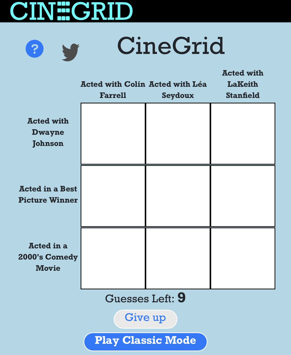 CineGridGame's tweet photo. Play the new Modern and Classic Grids today! Reply/quote with your score!

Play at https://t.co/aJ4oTIbVHk https://t.co/sICaI03NWY
