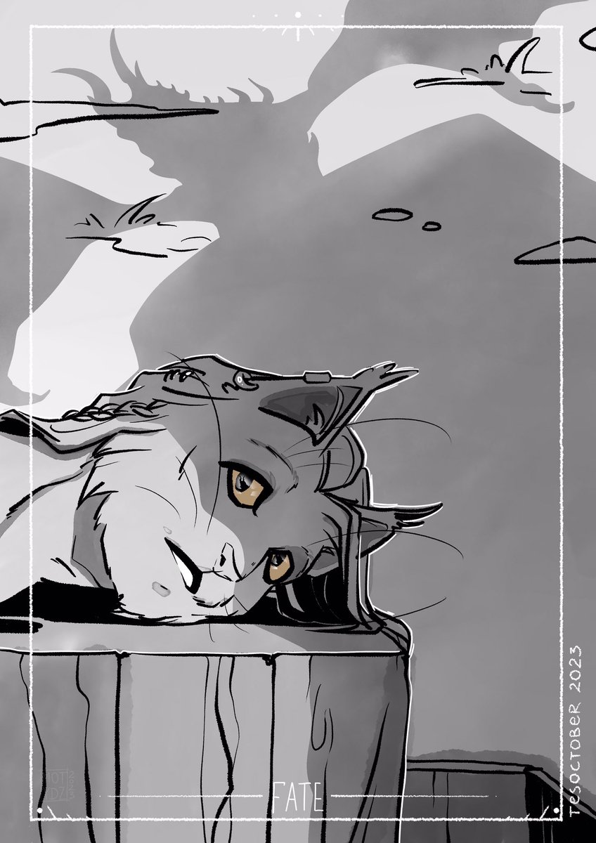 4.FATE

Alduin unwittingly saves the Khajiit Dovahkiin, who, by the will of fate, expels him.

#inktober2023 #tesoctober #tesoctober2023 
#teso #theelderscrollsonline #theelderscrolls #teso_art #inctober #Bethesda