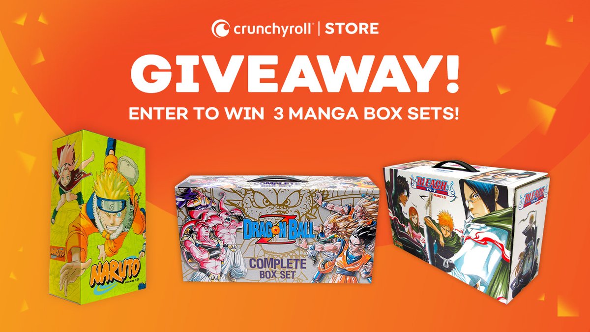 To celebrate the addition of manga to our store, we’re giving away 3 manga box sets—Dragon Ball, Naruto, and Bleach—to 1 lucky winner! 🔥 A retail value of over $600! To enter: - Follow @ShopCrunchyroll - Retweet this post - Comment why you deserve to win - Tag a friend!