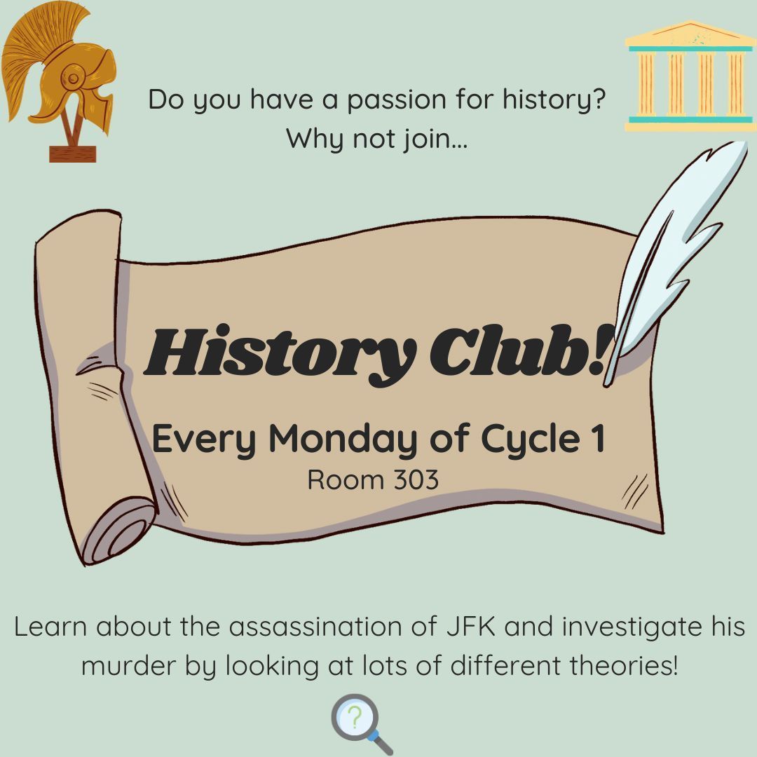 Remember to come along to history enrichment on Monday at 2.50pm!