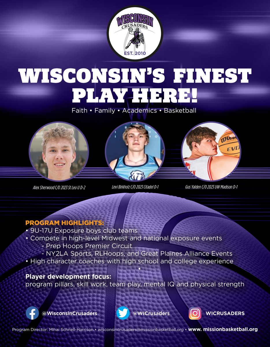 Thanks to the Wisconsin Crusaders club program for advertising in the 2023-24 edition of the Wisconsin Basketball Yearbook. Order today at wbby.com and receive your 360-page Yearbook next week.