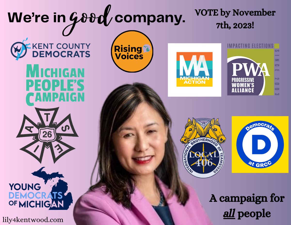 LilyforMichigan's tweet photo. We’re in good company.

Team Lily is proud to be endorsed by many incredible groups and organizations. Follow along over the next several weeks while we highlight them! https://t.co/itwSMhDh61