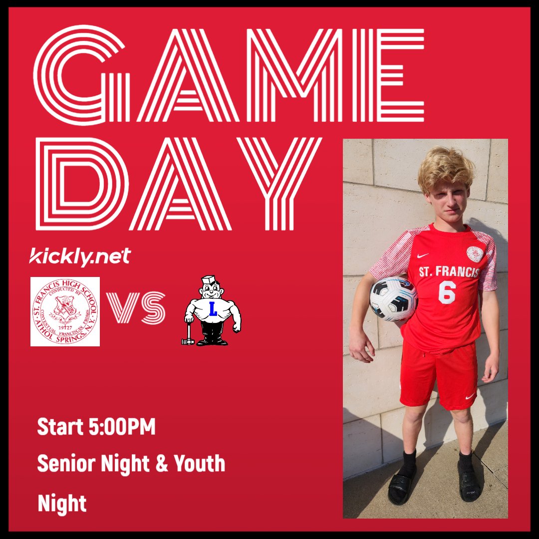 St. Francis Soccer (@sfhssoccerny) on Twitter photo 🔴⚪️ GAMEDAY ⚪️🔴
👩🎓SENIOR NIGHT!
👦 YOUTH NIGHT!
🆚️ Lackawanna
👟⚽️ 5:00pm
📍 Polian Field at Gacioch Athletic Complex
🔜 #RollRaiders
<a href="/SFHS_Athletics/">SFHS Athletics</a> 🔴⚪️ GAMEDAY ⚪️🔴
👩🎓SENIOR NIGHT!
👦 YOUTH NIGHT!
🆚️ Lackawanna
👟⚽️ 5:00pm
📍 Polian Field at Gacioch Athletic Complex
🔜 #RollRaiders
<a href="/SFHS_Athletics/">SFHS Athletics</a>