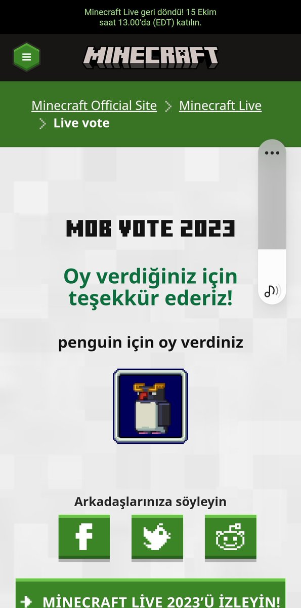 OMagniet's tweet photo. Im the first Who voted the mob vote
#MinecraftMobVote
#MinecraftLive
#Minecraft
#MinecraftPenguin
#Mojangstudios
#Jensbergesten https://t.co/NdRph6X0nJ