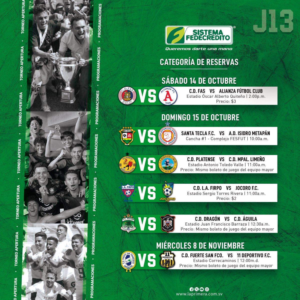 primerafutboles's tweet photo. #Programaciones | Revisá las programaciones de las diferentes categorías para este fin de semana lleno de fútbol.

✅ #LigaPepsi2023 
✅ #CopaSistemaFEDECRÉDITO (Reservas)
✅ #LigaPepsiFemenina
✅ #CategoríaSub17

#LaPrimeraSv | #Apertura2023 https://t.co/B35hsR4zD5
