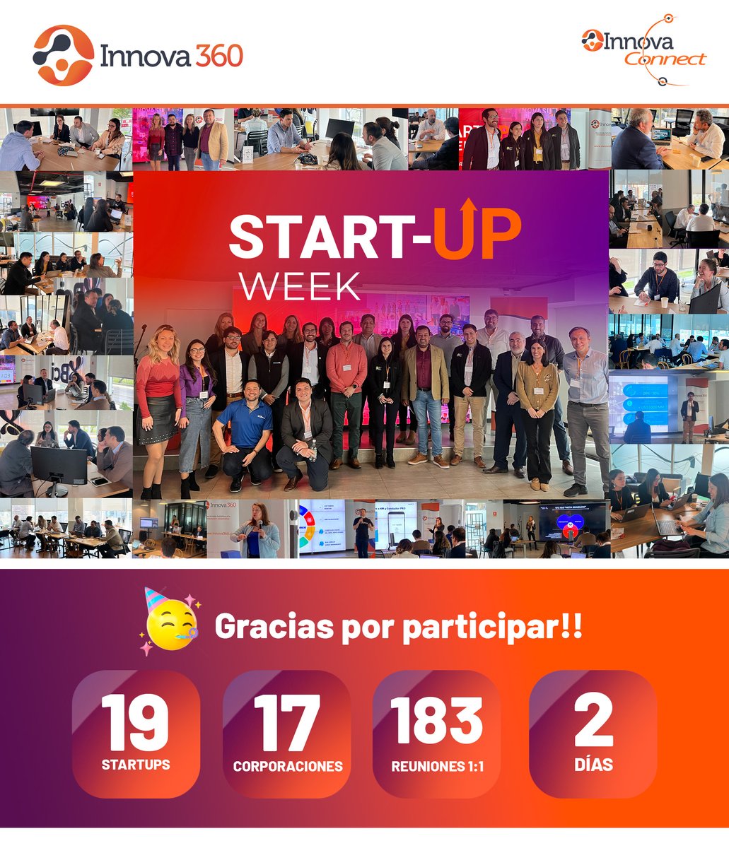 Estamos muy contentos de la gran convocatoria que tuvimos en una nueva versión de Innova #StartupWeek, instancia que busca conectar a importantes corporativos con grandes startups de base tecnológica.