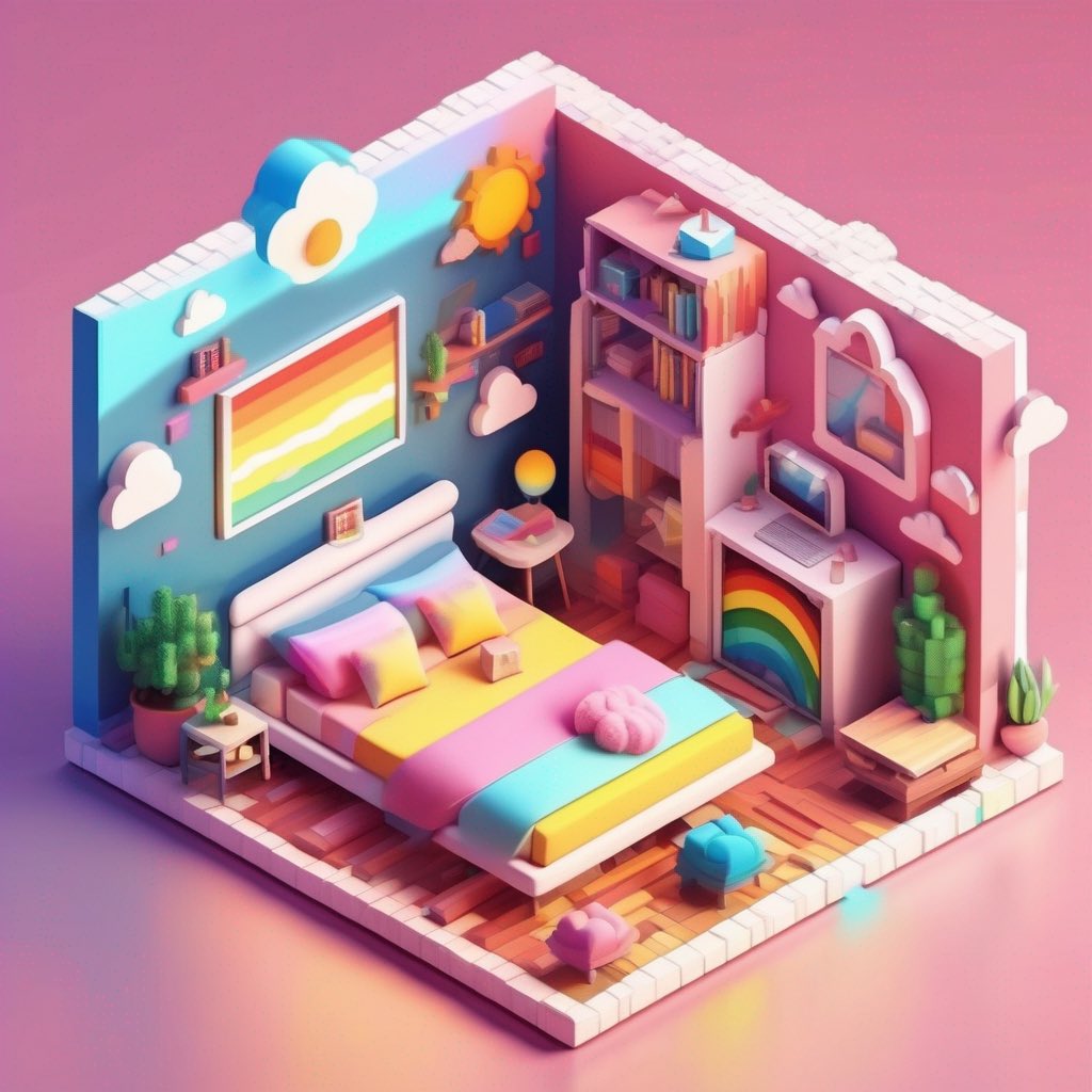 sy56514813's tweet photo. Escaping to my own little paradise - an isometric bedroom that's a haven of comfort and relaxation! 😌✨ The soothing color palette, cozy bed, and stylish decor create a serene atmosphere for a peaceful night's sleep. 💤🌙 #BedroomBliss #IsometricDesign #HomeSanctuary" https://t.co/duXjMgsnWu