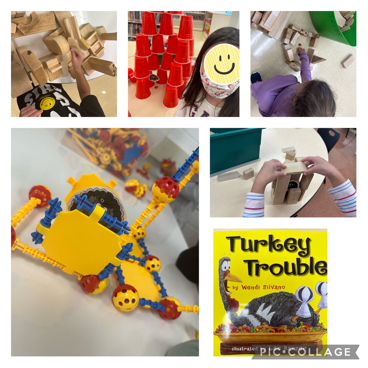dcolafella's tweet photo. Our kinder friends worked collaboratively in the LLC to build a hiding spot for our turkey today.  🦃⁦@StJeromeCES⁩ https://t.co/ELy4wnQup2