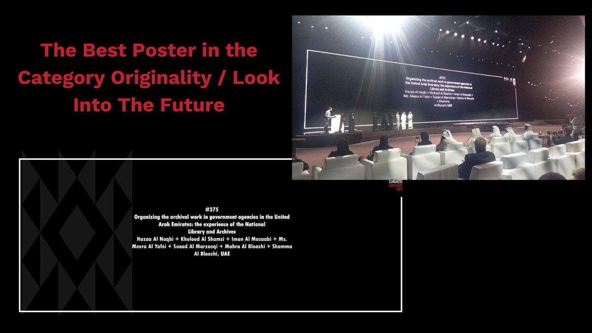 ICArchiv's tweet image. ¿Sabías que se presentaron 80 pósters en el #ICACongressAbuDhabi2023? Nuestros jueces han evaluado cada uno de ellos y han anunciado los ganadores.

¡Enhorabuena a los ganadores de la categoría "Mejor cartel en la categoría Originalidad / Mirada al futuro" ! 🏆