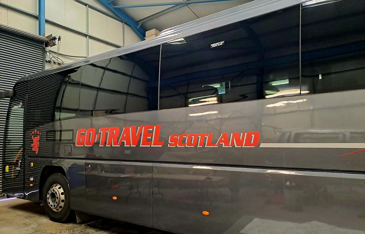 Our PSVAR compliant coach is almost ready to hit the road. . .Love our latest purchase and eye catching livery
