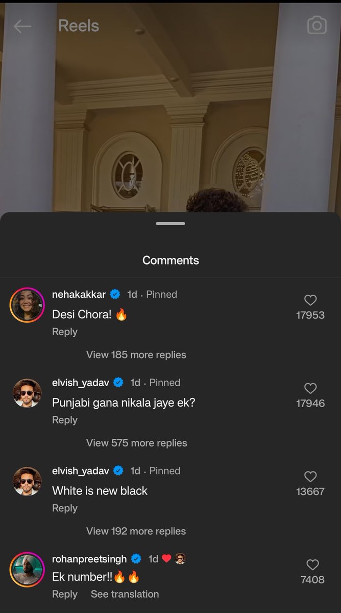 #ElvishYadav Last Reel Comments Section

Elvish Asked Punjabi Gana Nikala jaye??

#NehaKakkar Commented Desi Chora 🔥

Any Guess Guys ?? New Project 🤷

 #ElvishArmy #SystummArmy #OnlyElvishMatters