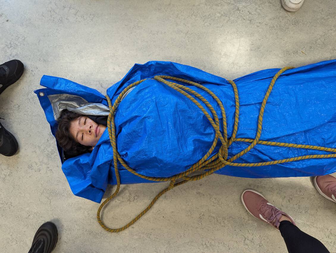 GMHSMustangs's tweet photo. Wildlife 10 students learned the importance of being prepared for winter in the back country, creating hypothermia wraps this week. They were toasty! #RVSLearning https://t.co/WIGzolQAuH
