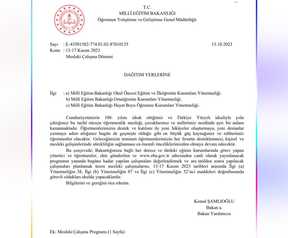 Ara tatilde öğretmenleri okula getirmenin anlamı var mıdır Öğretmenler okula gelince ne gelişme olacak ne kazanım olacak bir şey yaparken mantığı olsun Neyin planlamasını yapacak planlamalar sene başında yapılır ara tatilde planlama mı yapılır öğretmen yetiştirme Genel Müdürlüğü?