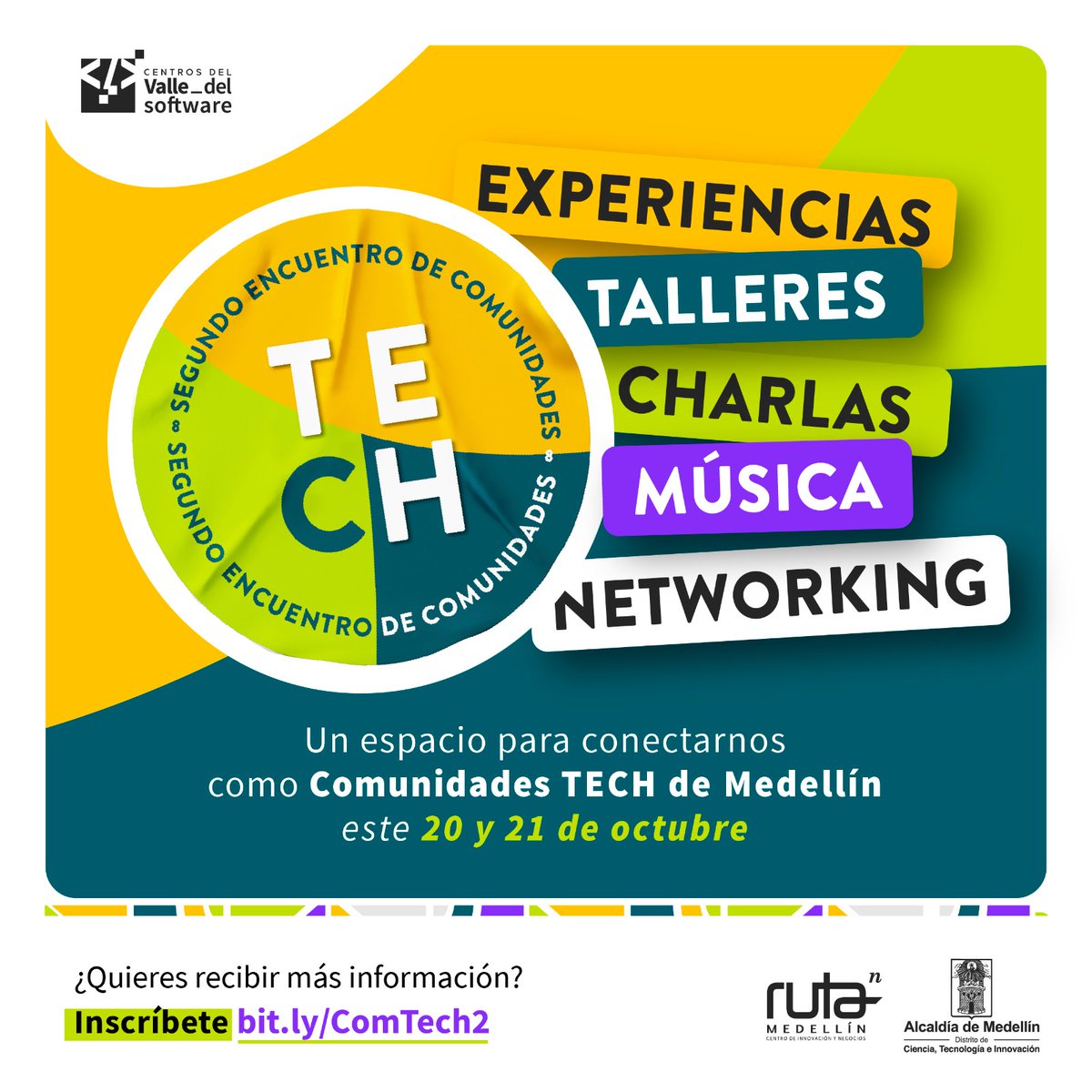 dotlabs__'s tweet photo. 📢 Taller Presencial 📆 20 De Octubre🔥

⚡¡Conecta, comparte y aprende!⚡
El 2° Encuentro de Comunidades TECH será este viernes 20 y sábado 21 de octubre en 
@Ruta_N ,  Medellín y con 𝐝𝐨𝐭𝐥𝐚𝐛𝐬() estaremos allí.

(1/4) 🧵👇 https://t.co/wzEvo7tm5r