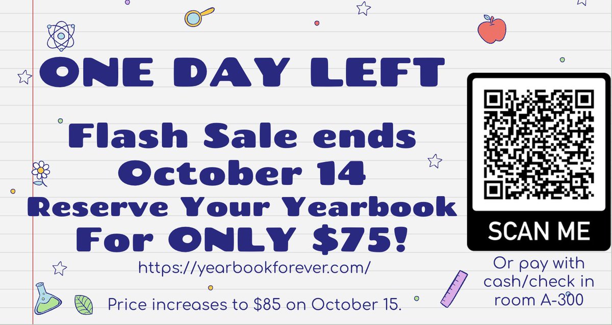 Don't forget to purchase your yearbook before the price increases yearbookforever.com