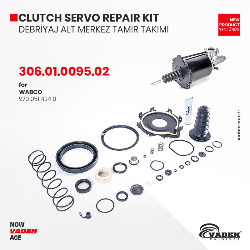WEEK 41 NEW PRODUCTS
2023 - 41. HAFTA YENİ ÜRÜNLER

CLUTCH SERVO REPAIR KIT
306.01.0095.01

WABCO
970.051.961.2

vaden.com.tr/tr/Products/De…
vaden.com.tr

#vaden #nowvadenage #compressor #airbrakecompressor #bremse #knorrbremse #sparepart #wabco #truck #engineer