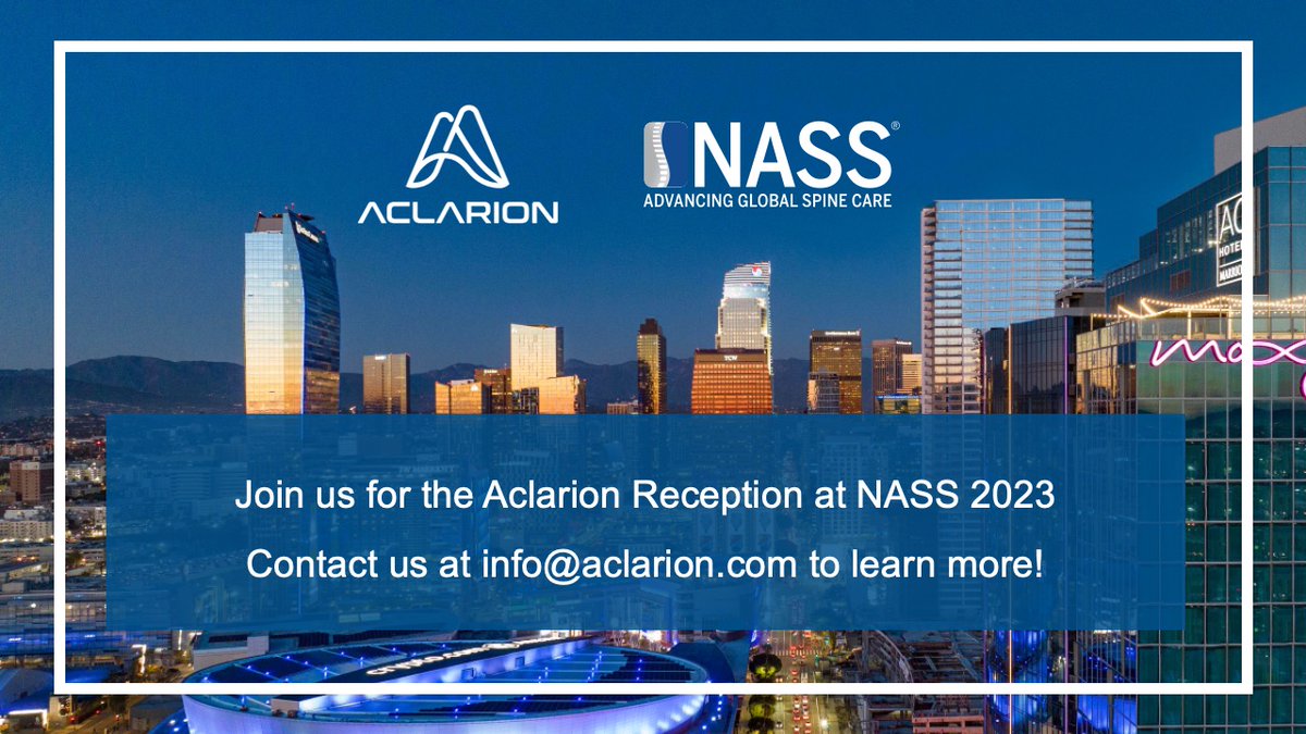 aclarioninc's tweet photo. Join Aclarion executives along with industry and physician experts for a reception on the treatment of chronic low back pain and Nociscan October 18 5:00 - 6:30 pm PT Contact us at info@aclarion.com to receive your invitation. #spine #ACON #ACONW #nasdaq https://t.co/YYfII4CYEU